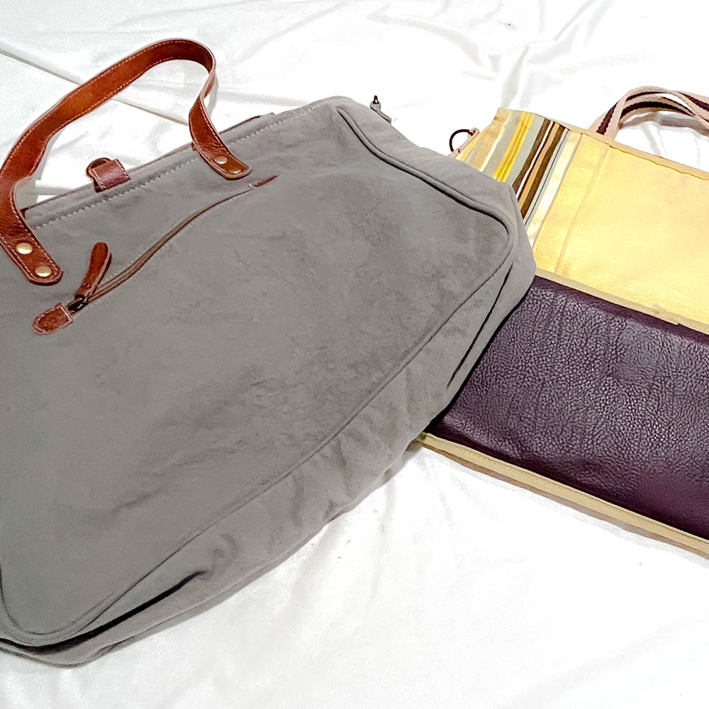 Gray and Multicolor Tote Bags